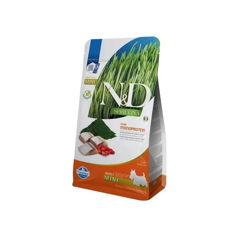 Farmina N&d Spirulina Adult Mini mit Hering – Alleinfuttermittel für Hunde, 2 kg