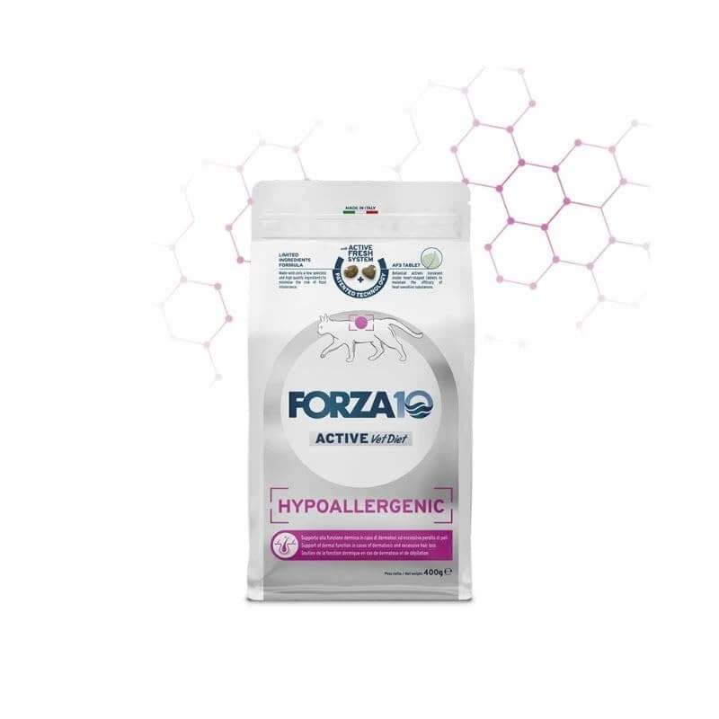 Forza10 Active Vet Diet Hypoallergenic Fish – Alleinfuttermittel für erwachsene Katzen mit Hautproblemen, 400 g