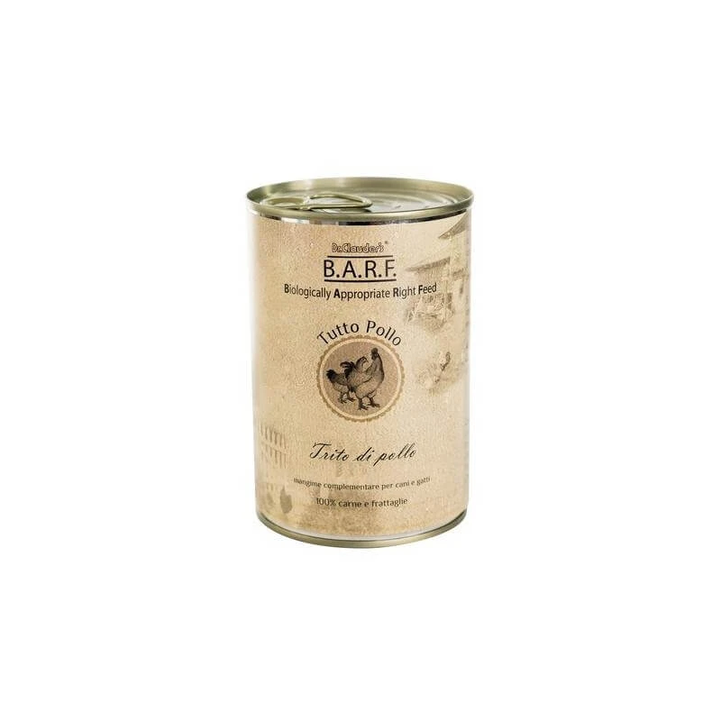Dr. Clauder's B.A.R.F. Hähnchenhackfleisch – Alleinfuttermittel für Hunde und Katzen, 400 g