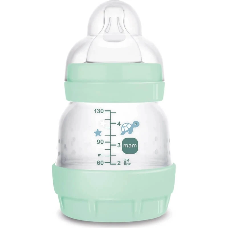 Mam Easy Start Anti-Colic – Babyflasche für Babys ab 0 Monaten mit Silikonsauger, 130 ml, hellblau