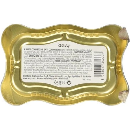 Oasy Wet Cat Delicatessen Truthahnpastete – Alleinfuttermittel für Katzen, 85 g