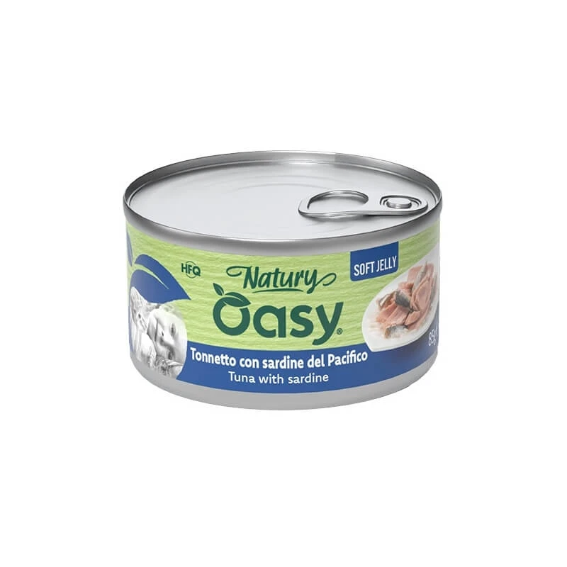 Oasy Wet Cat Natury Soft Jelly Thunfisch mit Sardinen – Ergänzungsfuttermittel für ausgewachsene Katzen, 150 g