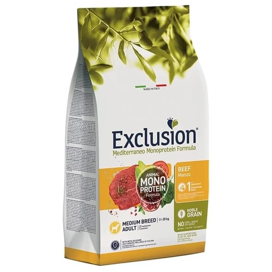 Exclusion Mediterraneo Single-Protein Formula voor volwassen honden van middelgrote rassen (rundvlees) - Volledig voer voor volwassen honden van middelgrote rassen, 3 kg