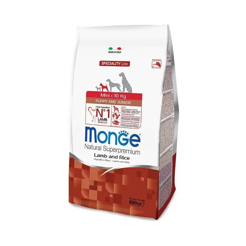 Monge Speciality Line Mini Puppy & Junior Lamm & Reis – Trockenfutter für Hunde, 800 g