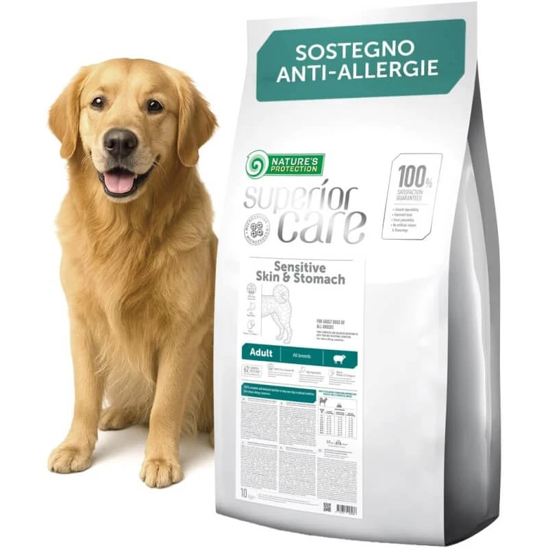 Nature's Protection Superior Care – Empfindliche Haut & Magen – Für alle Rassen, ausschließlich Lamm – Futter für erwachsene Hunde mit empfindlicher