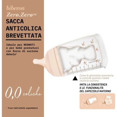 Suavinex Zero Zero Slow +0m – Anti-Kolik-Flasche mit langsamem Durchfluss, 180 ml – Light Nude