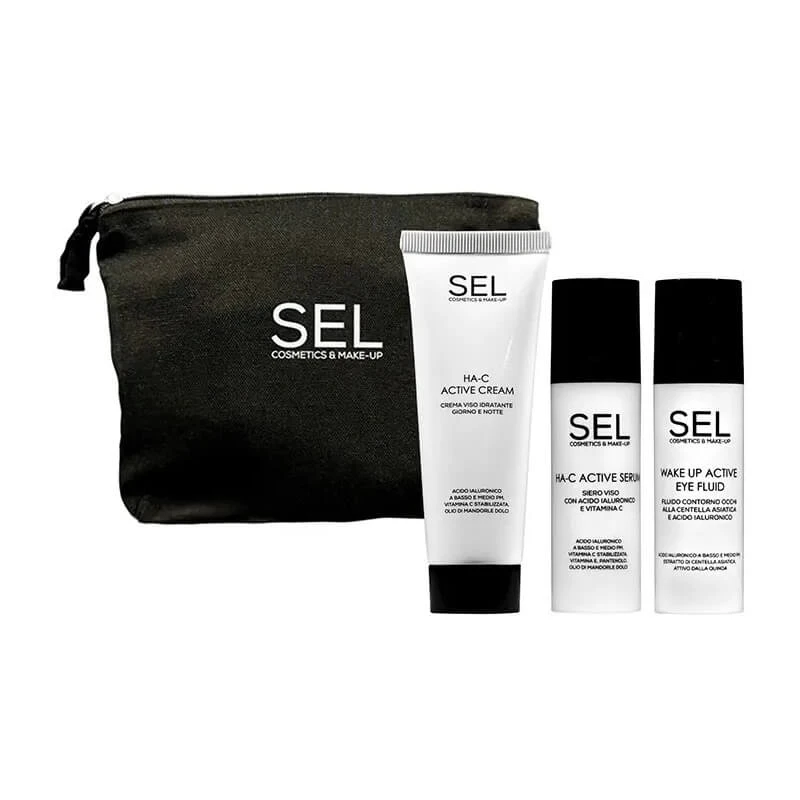 Feuchtigkeitsspendendes und aufhellendes Gesichts- und Augenpflege-Set + Clutch