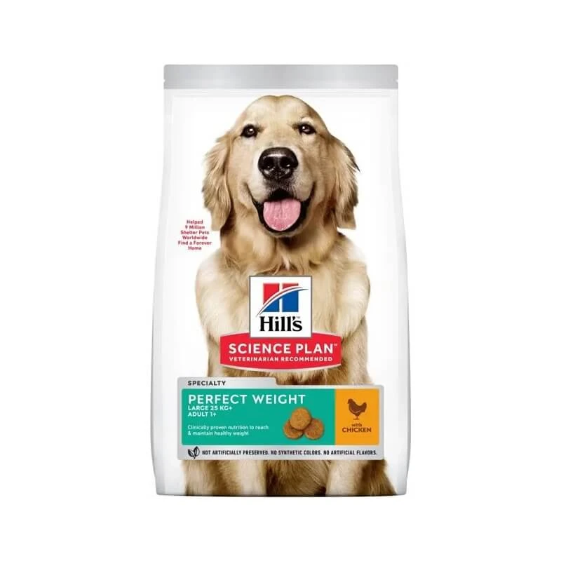 Hill's Science Plan Hundefutter für ausgewachsene Hunde großer Rassen – Perfect Weight, Huhn, Trockenfutter, 12 kg