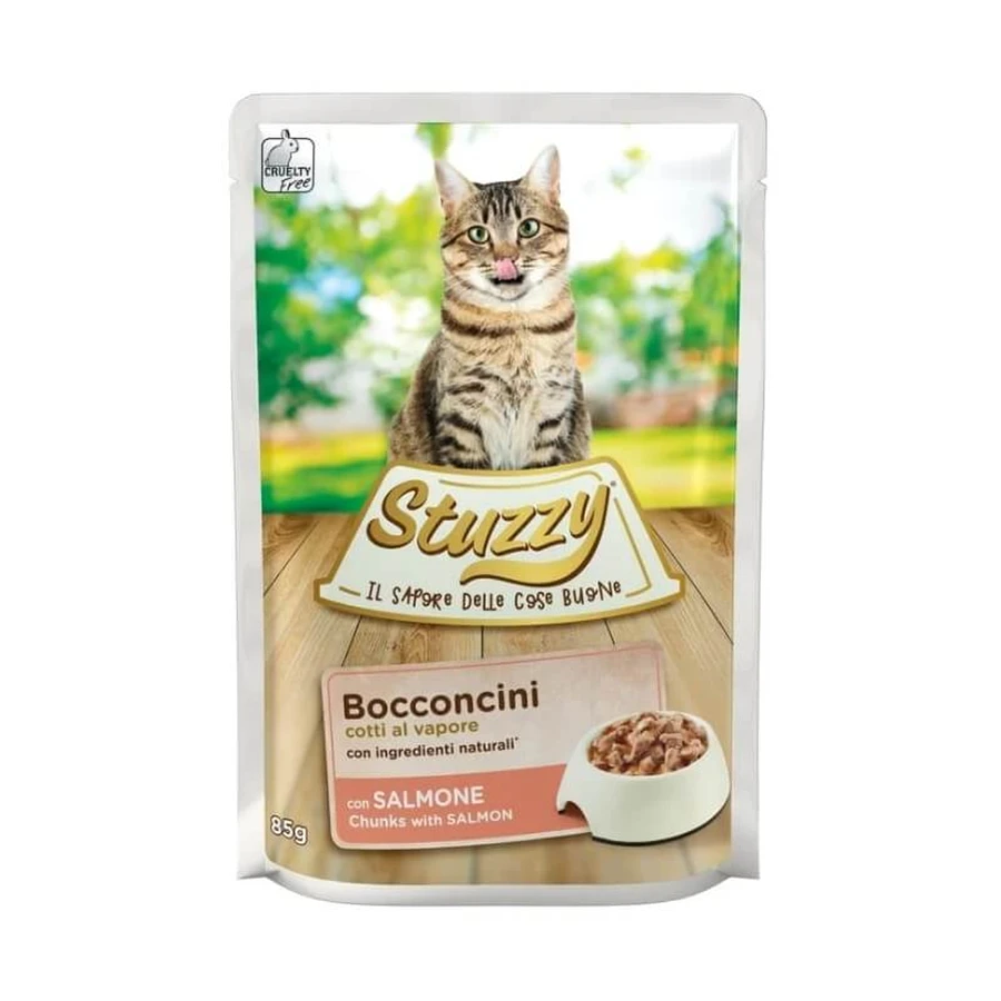 Stuzzy Salmon Bites - Pienso completo para gatos adultos, 85 g