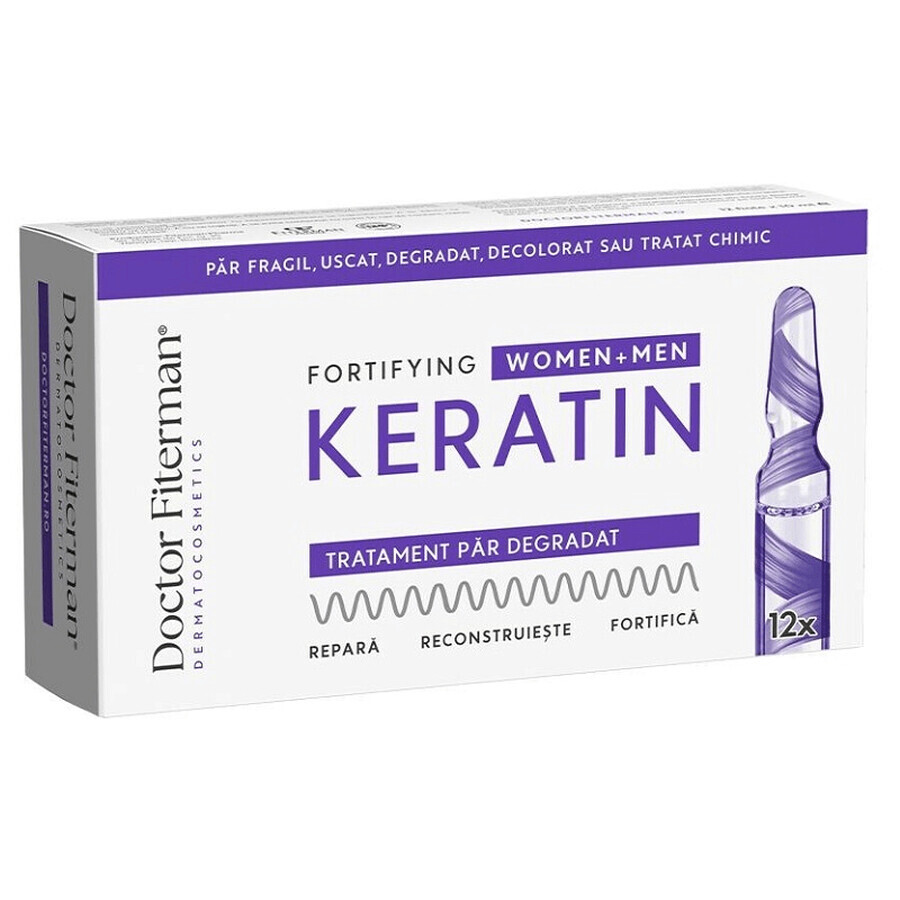 Behandlung für brüchiges Haar Fortifying Keratin, 12 Fläschchen x 10 ml, Fiterman