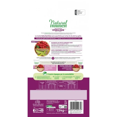 Natural Trainer Daily Nutrition Gesteriliseerde Kalkoen - Compleet voer voor gesteriliseerde volwassen katten, 1,5 kg