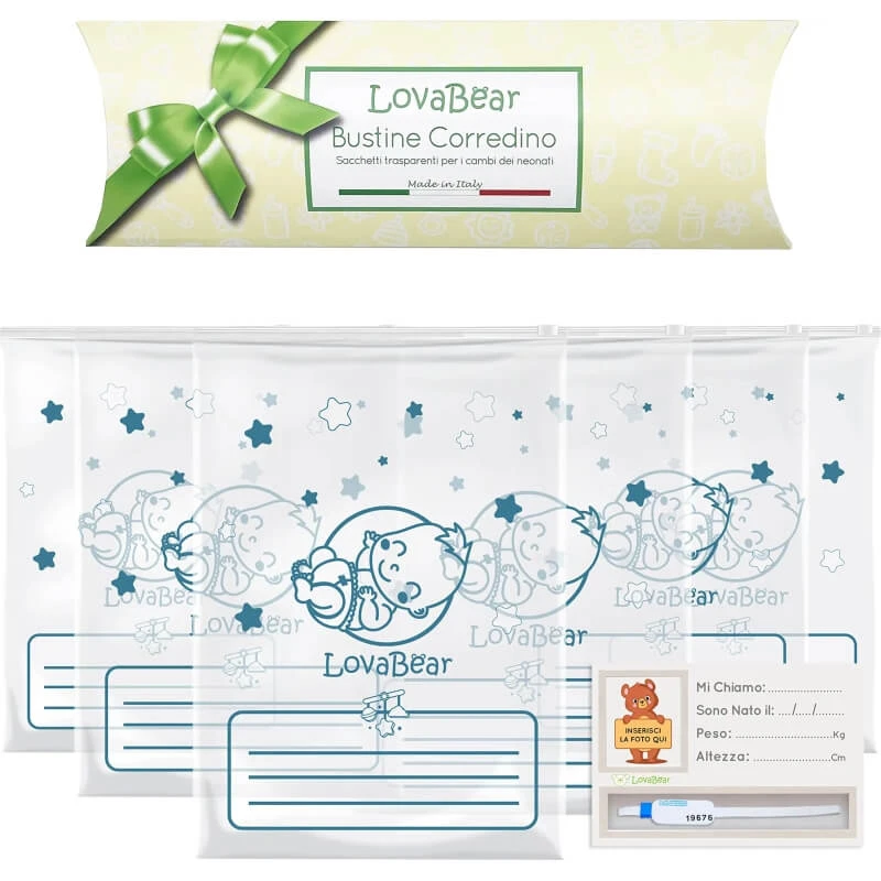 Lovabear 6er-Pack blaue Baby-Wickelsets
