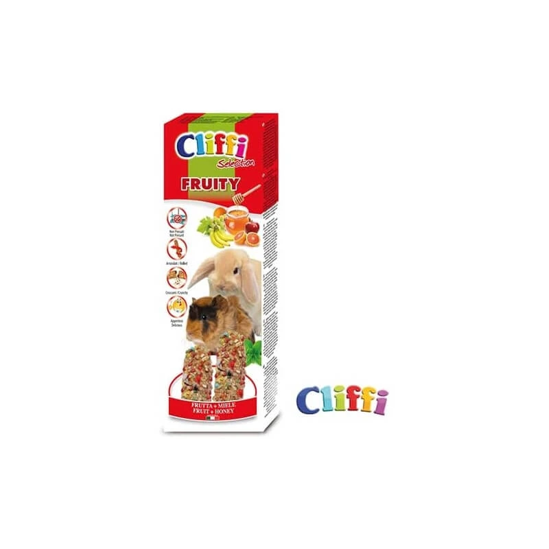 Cliffi Fruity Sticks mit Obst und Honig – Ergänzungsfuttermittel für Zwergkaninchen und Meerschweinchen, 110 g