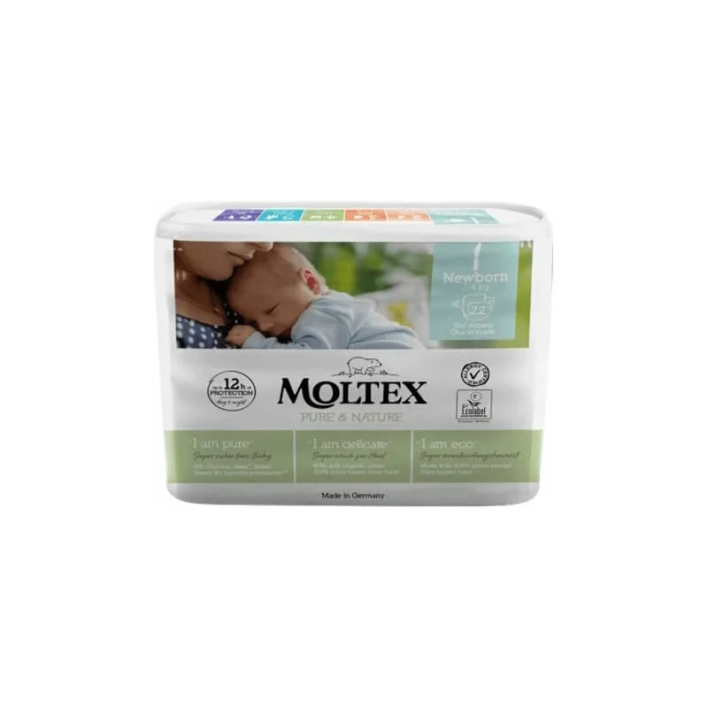 Moltex Pure & Nature Newborn 1–22: Umweltfreundliche Windeln für Neugeborene mit einem Gewicht von 2–4 kg