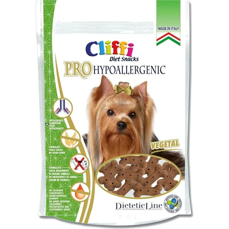 Cliffi Pro Hypoallergenic Vegetal – Hypoallergene Snacks für Hunde mit Nahrungsmittelunverträglichkeiten, 100 g
