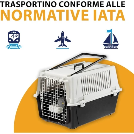 Ferplast Atlas 40 – cușcă de transport pentru câini de talie medie, de culoare gri, cu o capacitate maximă de 5 kg