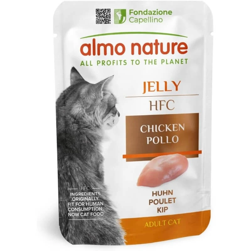Almo Nature HFC Hühner-Gelee – Ergänzendes Nassfutter für Katzen, 55 g