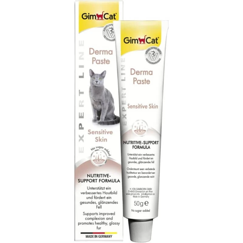 Gimborn Gimcat Derma Paste Nährstoffreiche Formel – Ergänzungsfuttermittel für Haut und Fell von Katzen, 50 g