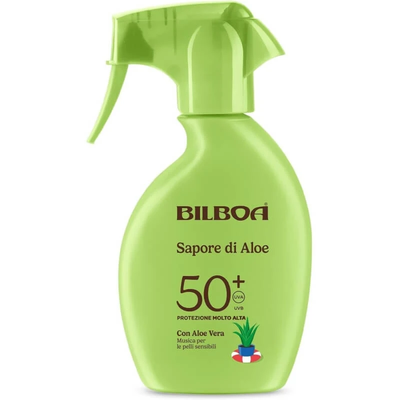 Bilboa Sonnenschutz SPF 50+ mit Aloe-Geschmack, Spray mit sehr hohem Schutzfaktor, 250 ml