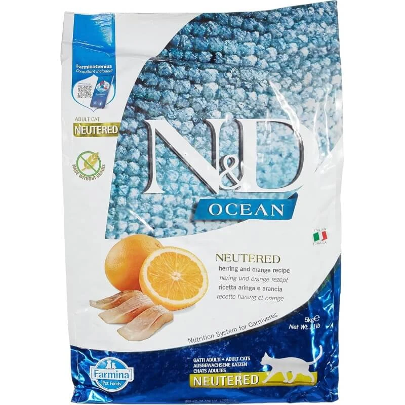 Farmina N&d Ocean Neutered – Hering und Orange – Alleinfuttermittel für Katzen, 5 kg