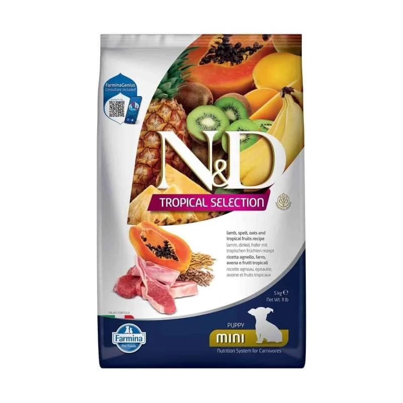 Farmina N&d Tropical Selection Mini Puppy Lamm & Obst – Futter für Muttertiere und Welpen, 5 kg