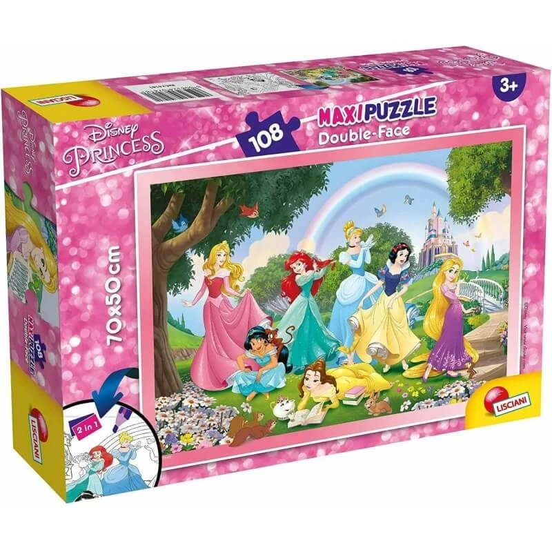 Lisciani Doppelseitiges Prinzessinnen-Maxipuzzle, 108 Teile