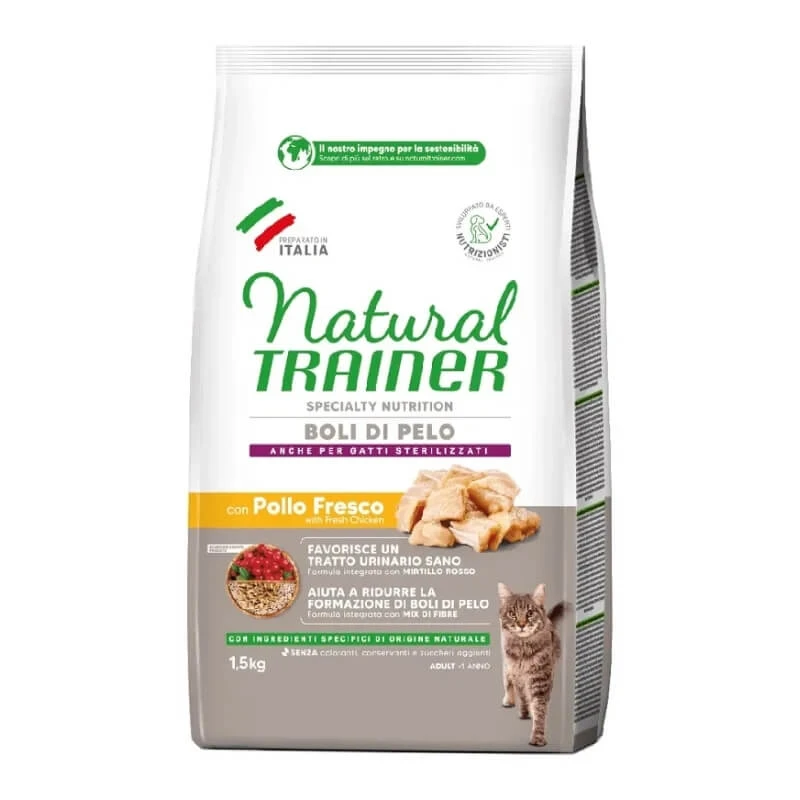 Natural Trainer Hairballs mit frischem Hähnchen – Alleinfuttermittel für ausgewachsene Katzen, 300 g