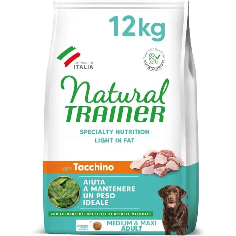 Natural Trainer Natural Trainer Light Medium & Maxi Adult Turkey – Alleinfuttermittel für kastrierte erwachsene Hunde, 12 kg