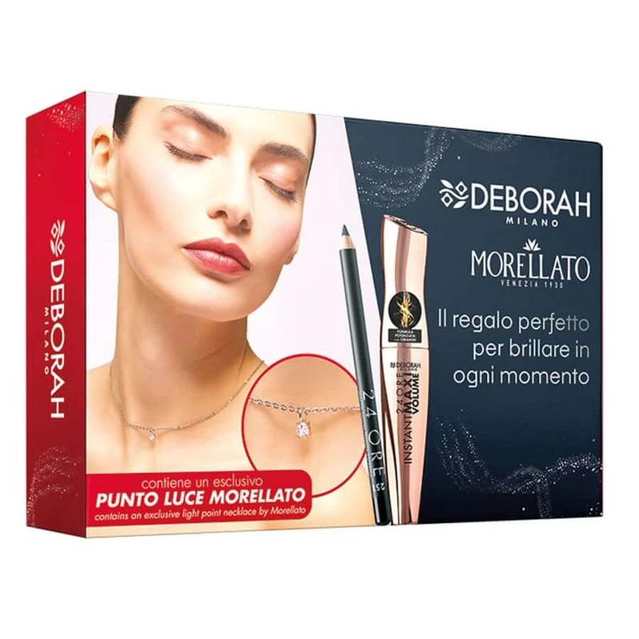 Zestaw kosmetyków Deborah Beauty Kit i Morellato nr 01 – tusz do rzęs Instant Maxi Volume + kredka do oczu + naszyjnik: ceny i cechy