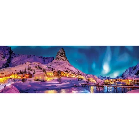 Clementoni Panorama: Kleurrijke nacht boven de Lofoten - puzzel van 1.000 stukjes
