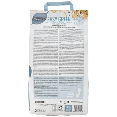 Monge Easy Green Mais und Aktivkohle – Katzenstreu, 10 Liter