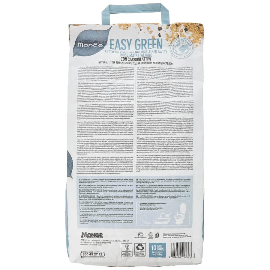Monge Easy Green Mais und Aktivkohle – Katzenstreu, 10 Liter