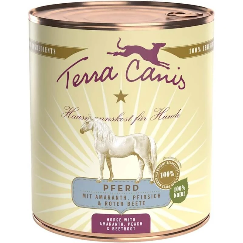 Terra Canis Classic Horse mit Amaranth, Pfirsich und Rote Bete – Alleinfuttermittel für ausgewachsene Hunde mit normalem Gewicht, 800 g