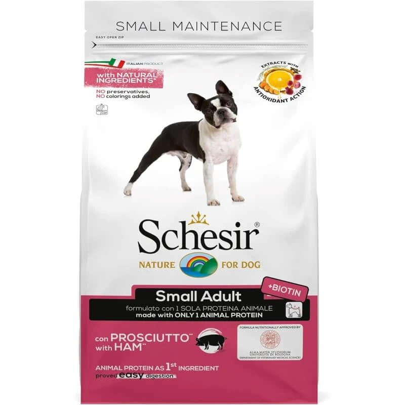 Schesir Small Maintenance Small Adult mit Schinken – Alleinfuttermittel für kleine erwachsene Hunde, 2 kg