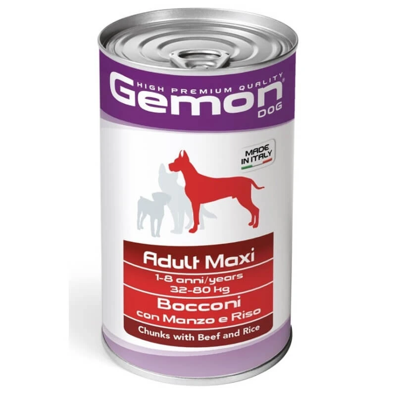 Gemon Adult Maxi Chunks mit Rindfleisch und Reis – Nassfutter für Hunde, 1 x 1250 g