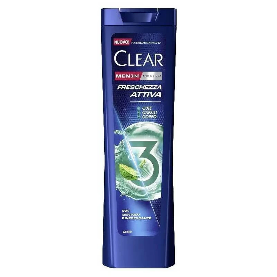 Clear Active Freshness 3-en-1 - Shampooing antipelliculaire au menthol, 225 ml