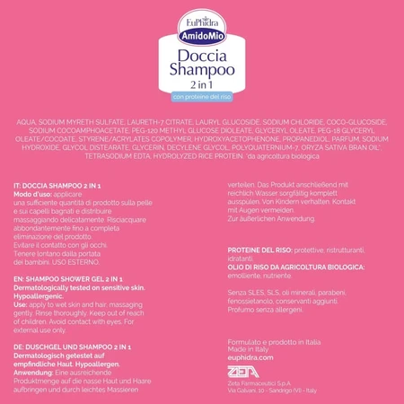 Euphidra Amidomio – șampon și gel de duș 2 în 1 pentru corp și păr, 250 ml