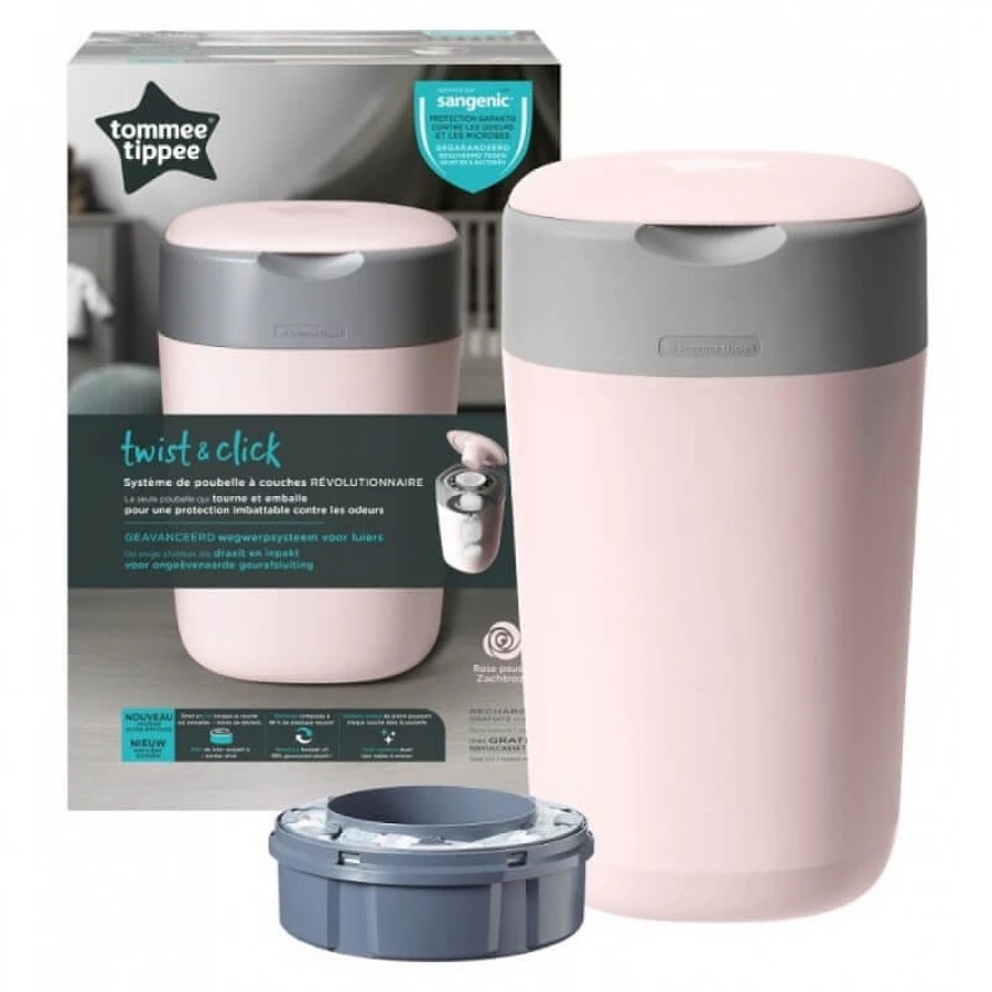 Sangenic Twist & Click - Cubo para pañales + recambio (rosa)