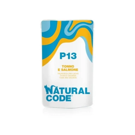 Natural Code P13 Tonijn en zalm – Compleet voer voor volwassen katten, 70 g