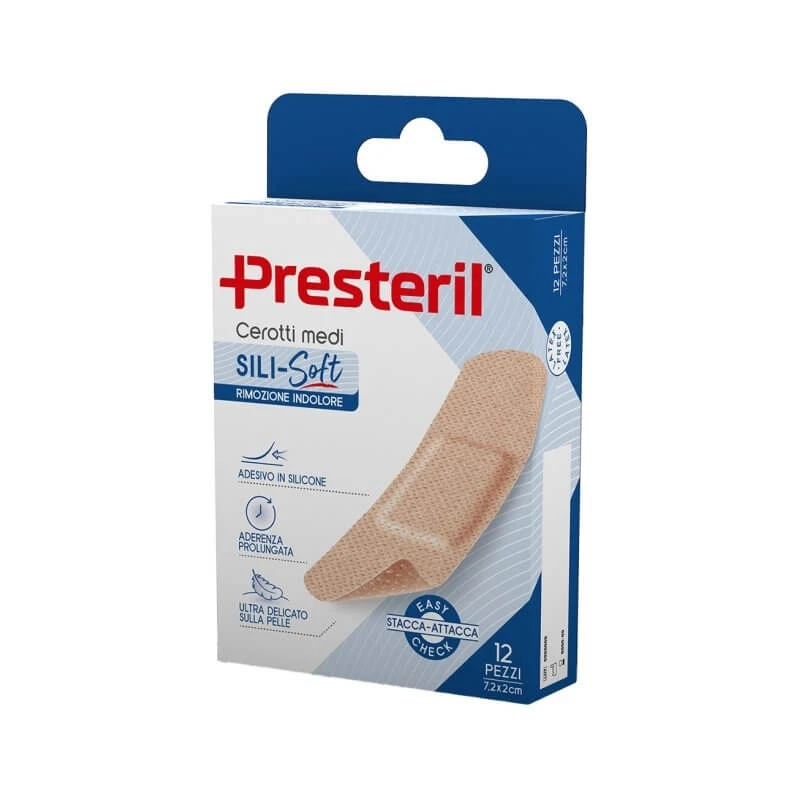 Presteril Sili-Soft – 12 besonders sanfte Pflaster für empfindliche Haut, 7,2 x 2 cm