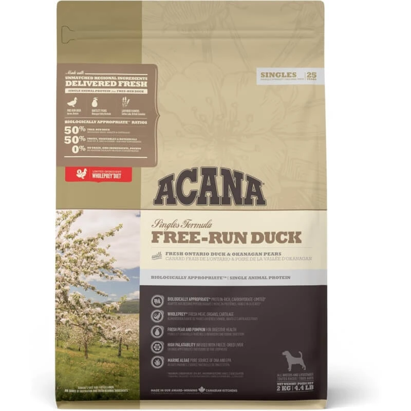 Acana Free Run Duck Singles Formula – Alleinfuttermittel für Hunde, 11,4 kg