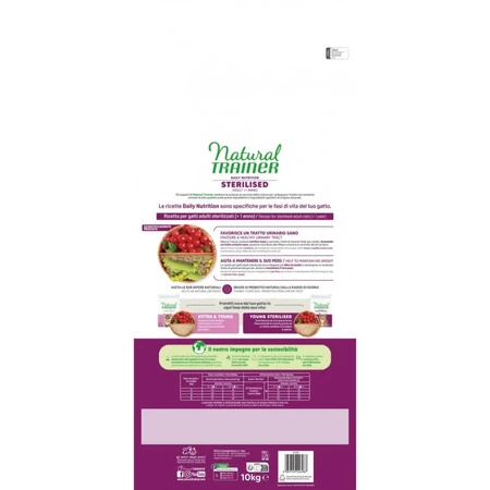 Natural Trainer Daily Nutrition for Sterilized Adult Cats (Salmon) - Complete Food for Sterilized Adult Cats, 10 kg