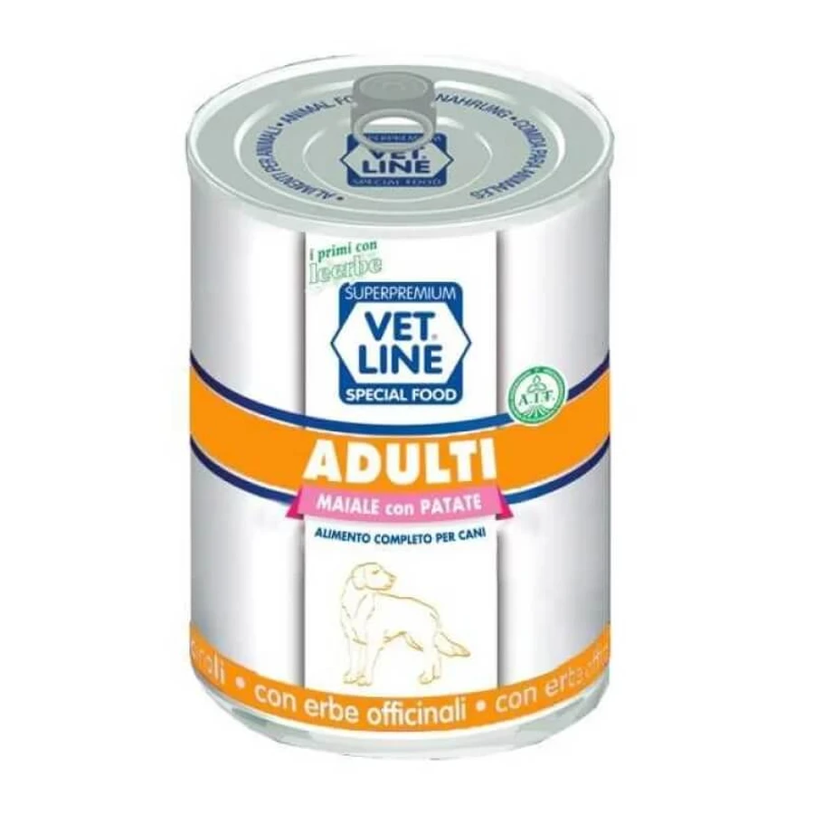 Vet Line Adult Schweinefleisch mit Kartoffeln – Alleinfuttermittel für ausgewachsene Hunde, 400 g