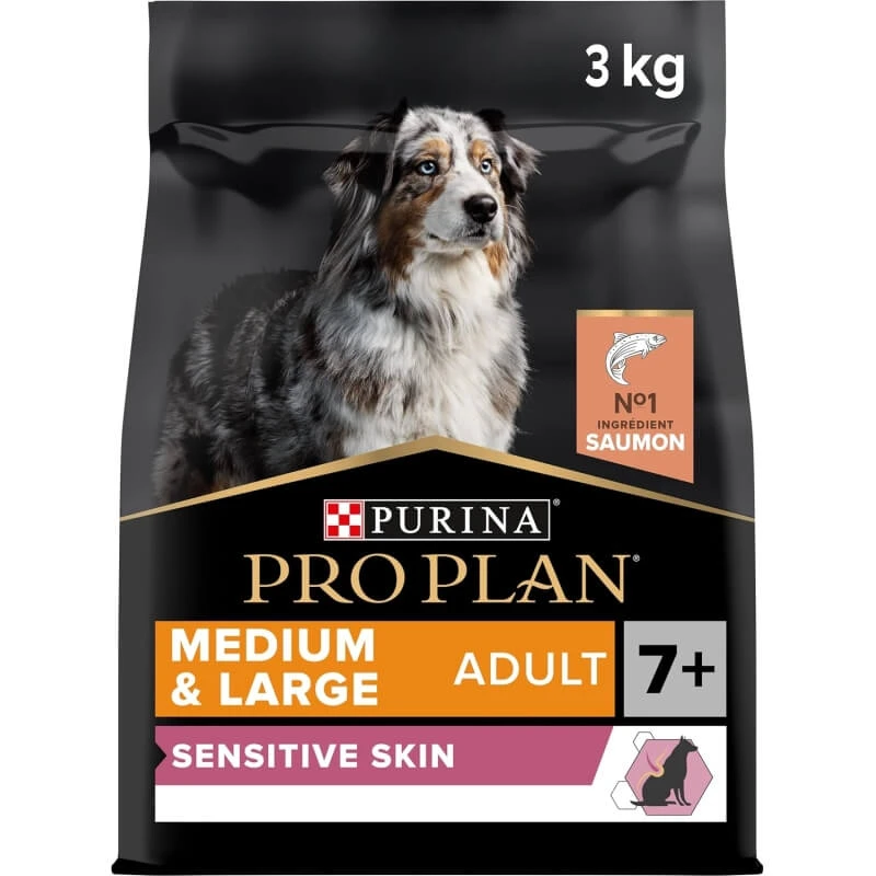 Purina Pro Plan Adult 7 Plus Sensitive Skin Medium/Large Lachs – Alleinfuttermittel für Hunde, 3 kg