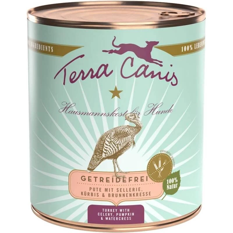 Terra Canis Getreidefrei – Truthahn mit Sellerie, Kürbis und Brunnenkresse – Alleinfuttermittel für ausgewachsene Hunde, 800 g