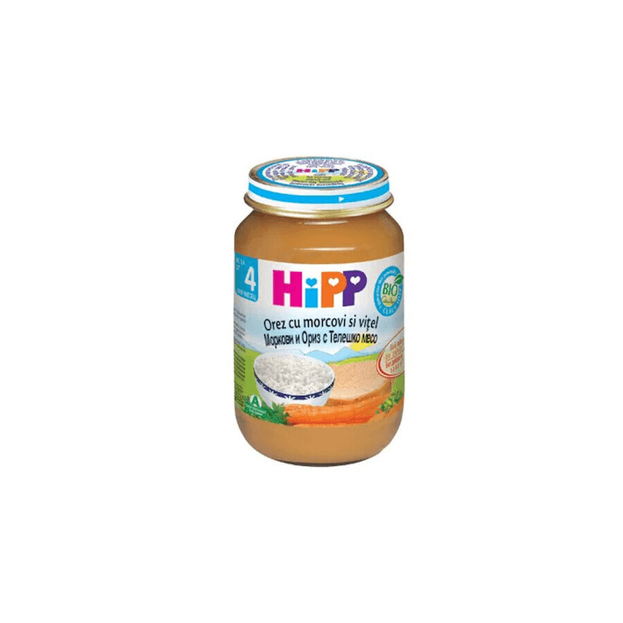 Piure Orez cu Morcov si Vitel 125g, Hipp