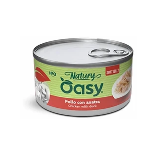 Oasy Wet Cat Natury Soft Jelly Kip met Eend - Aanvullend voer voor volwassen katten, 85 g