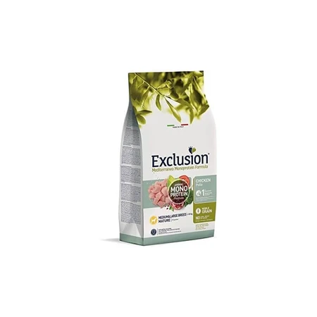 Exclusion Mediterraneo Einzelprotein-Rezeptur für ausgewachsene Hunde mittlerer und großer Rassen mit Huhn – Alleinfuttermittel, 3 kg