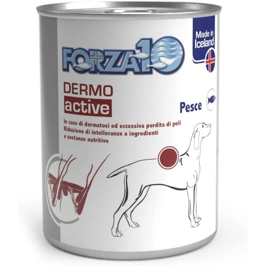 Forza10 Forza 10 Dermo Active Fish – Alleinfuttermittel für erwachsene Hunde mit Hautproblemen und Nahrungsmittelunverträglichkeiten, 390 g