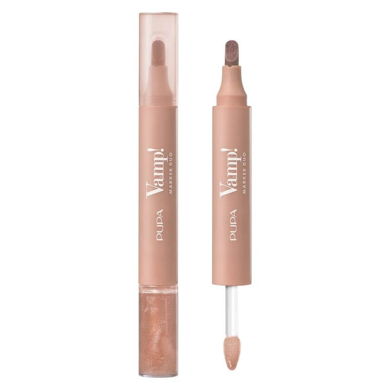 Pupa Vamp! Marker Duo – Lippenstift & Öl-Gloss Nr. 001 Watery Nude